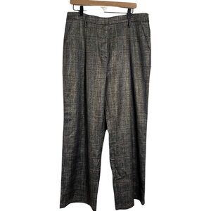 Jason Wu Dark Academia‎ Metallic High Waisted Pleated Pants Size 10 Plaid